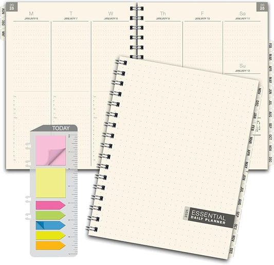 ESSENTIAL 2025 Monthly & Weekly Planner with Tabs, 7"x9": 14 Months (November 2024 - December 2025), Professional, Simple, Easy-to-Use Design and Frosted Poly Cover for Extra Protection (Frosted)