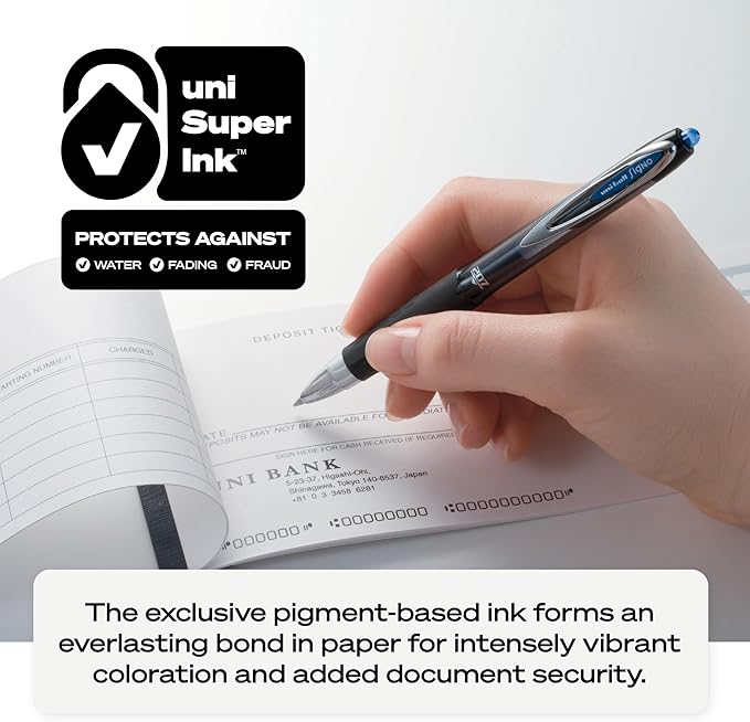 Uniball Signo 207 Gel Pens, 0.7mm Medium Blue, 2 Pack, Archival-Quality Ink, Quick-Drying, Water-Resistant, Stainless Steel Tip