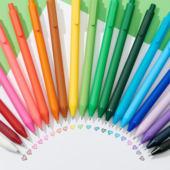Kaco PURE Colored Gel Pens 0.5mm 20 Pieces Set Colorful Multi-color Ink Fine Point Comfort Grip Quick Drying Pens for Journaling Note Taking