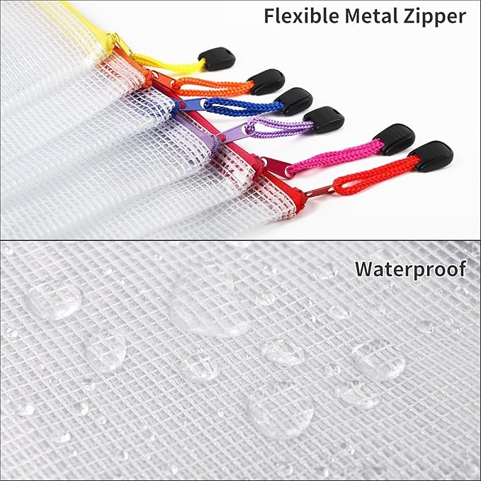 EOOUT 30pcs Mesh Zipper Pouch Bags, 8 Sizes Plastic Zipper Bags, 8 Colors Waterproof Zipper Pouches for Organization, Multipurpose for Travel, School Supplies, Office Appliances and Home Organization