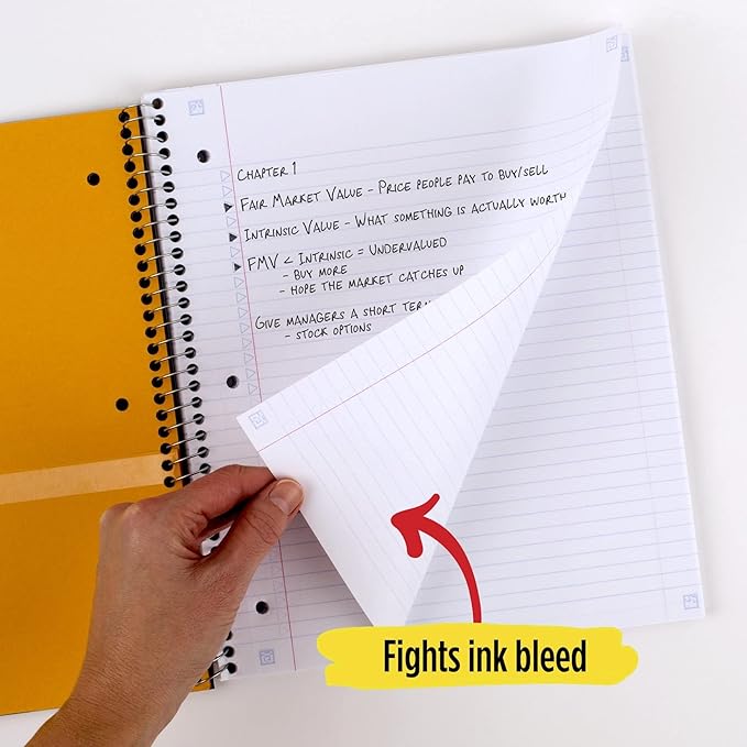 Five Star Spiral Notebook + Study App, 3 Subject, College Ruled Paper, Fights Ink Bleed, Water Resistant Cover, 8-1/2" x 11", 150 Sheets, Blue (73623)