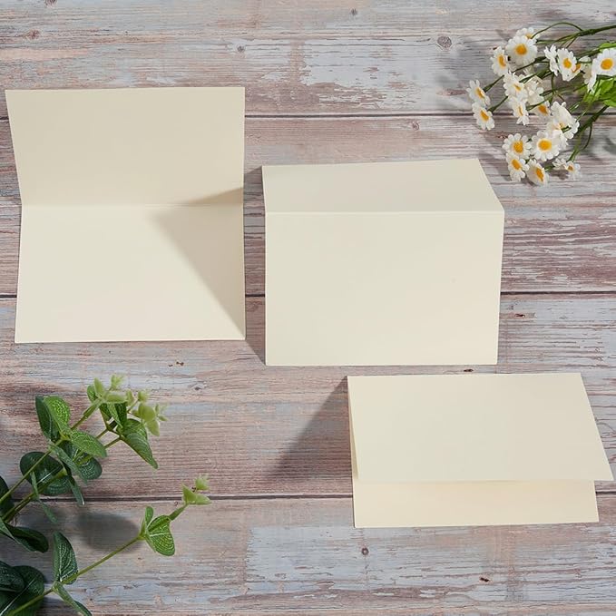 50 Pack Blank Cards Folded Cardstock Thank You Blank Greeting Cards for Invitations, Wedding, Greeting Cards, All Occasion DIY, 5x7 Folded Cards Cream