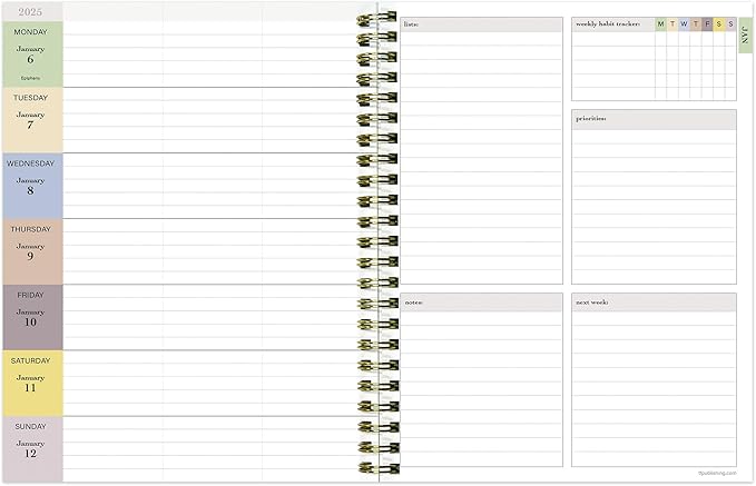 TF PUBLISHING 2025 Lotus Medium Weekly Monthly Planner Case of 32 - Habit & Task Trackers - Planner Monthly and Weekly with Organizer Stickers - 12 Month Calendar Planner - 6.5" x 8"