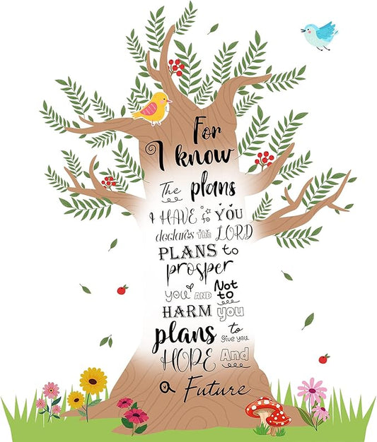 Classroom Tree Bulletin Board Set Bulletin Board Tree Cutouts, Classroom Tree Wall Decor for Elementary School Teacher Chalkboard Supplies (Bible Style)