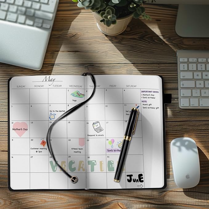 Undated Weekly and Monthly Planner, Cofullsky Weekly To Do List Planner Notebook with Unique Lettering Ribbon A5 Size Personalized Present Suitable for Women Men Teachers Kids (Letter C)
