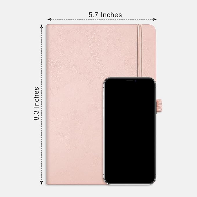 RETTACY Blank Journal Notebook, A5 Blank Journal with 192 Pages, 5.7'' × 8.3'' Medium Size, 68 LB/100 GSM Thick Paper, Leather Hardcover, for Sketching, Drawing, Painting (Rose Gold)
