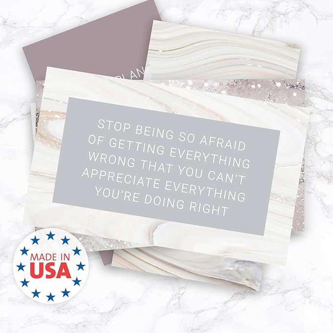 Canopy Street Marble Quartz Daily Gratitude Cards / 50 Motivational Kindness Cards / 25 Inspirational Quote Card Designs / 2.5” x 3” Uplifting Business Cards