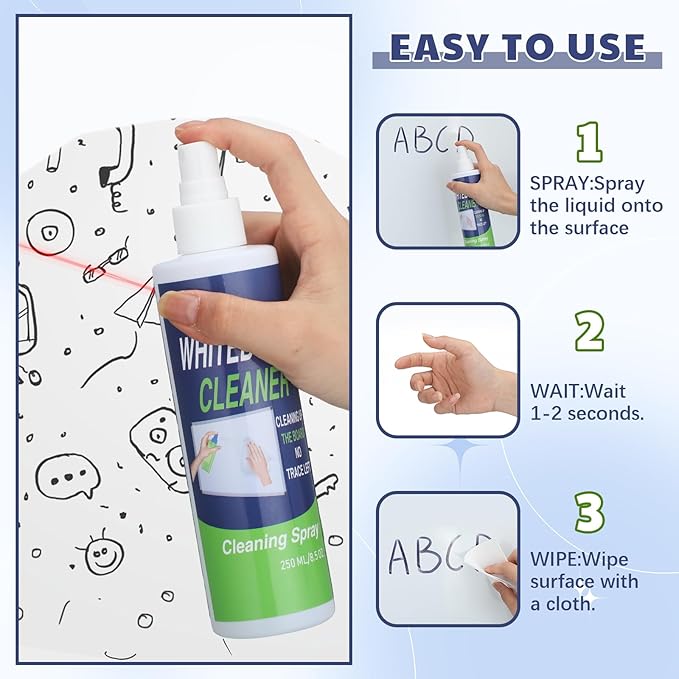 24 Pack Whiteboard Cleaner 8.5oz Dry Erase Board Cleaner White Board Cleaning Spray Dry Erase Cleaner Spray Removes Stubborn Marks from Whiteboard Chalkboard