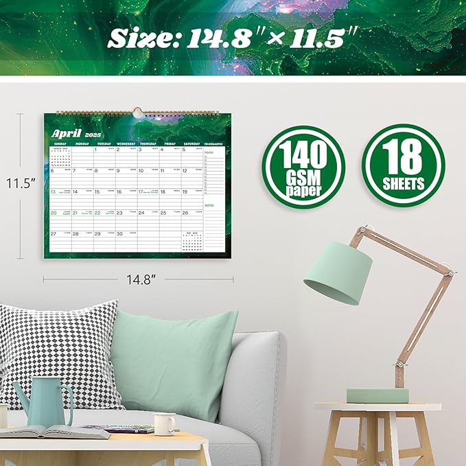 2025 Calendar 12 Month Wall Calendar 2025, Jan to Dec 2025 Calendar with Julian Dates, 14.8" X 11.5" (2025 Wall Calendar Star Dust)