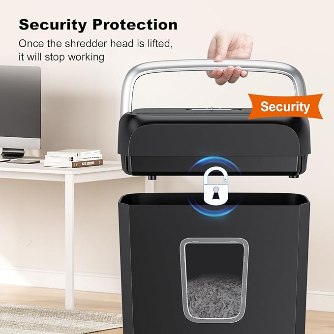 Bonsaii Paper Shredder, 5-6 Sheet Crosscut Shredder for Home Use, 3.4 Gals Wastebasket