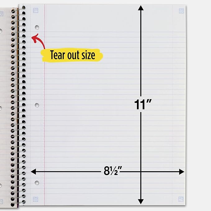Five Star Spiral Notebook + Study App, 3 Subject, College Ruled Paper, Fights Ink Bleed, Water Resistant Cover, 8-1/2" x 11", 150 Sheets, Red (72065)