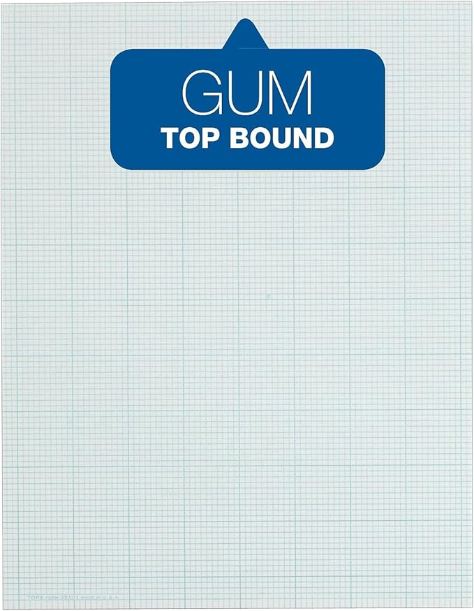 TOPS Cross Section Pad, 1 Pad, 4 Squares/Inch, Quadrille Rule, Letter Size, White, 50 Sheets/Pad, 1 Pad (35041)