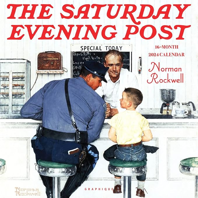Graphique 2024 Saturday Evening Post Wall Calendar | 12” x 12” | Thick Paper | Home & Office Organizer | Large Monthly Grid | 3 Languages & Marked Holidays | 4 Month Preview Page for 2025