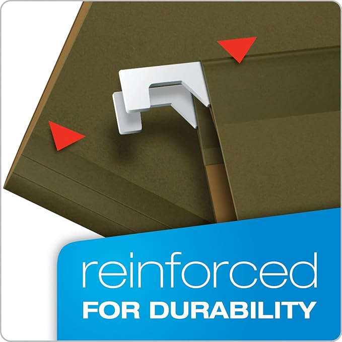 Pendaflex Extra Capacity Reinforced Hanging File Folders, 2", Letter Size, Standard green, 1/5 Cut, 25/BX (04152X2) & Hanging File Folders, 25 Per Box (81663)