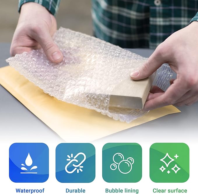 Clear Bubble Out Bags, 8 x 11.5 Inches. 25 Pack Self Seal Bubble Pouches. Polyethylene Clear Bubble Bags for Packing. Waterproof Clear Bubble Out Pouches for Fragile Things
