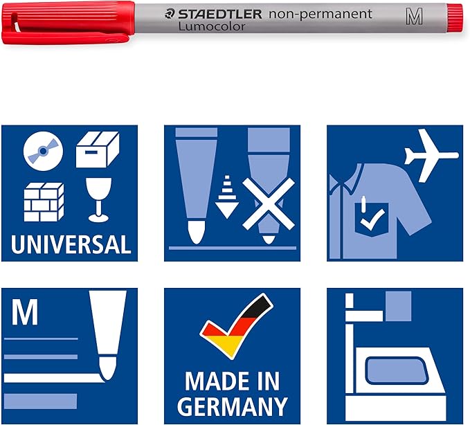 Staedtler Lumocolor Non-Permanent Overhead Projection Markers assorted colors medium 1.0 mm set of 6