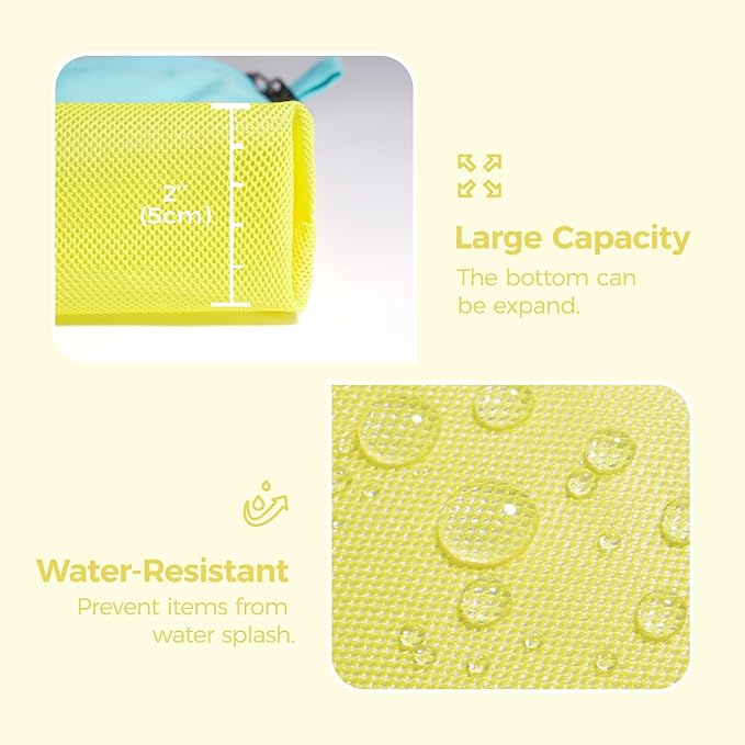 pack all Water-resistant Material Zipper Pouch, Mesh Zipper Bag for Storage, Travel, Office (Medium, Yellow)