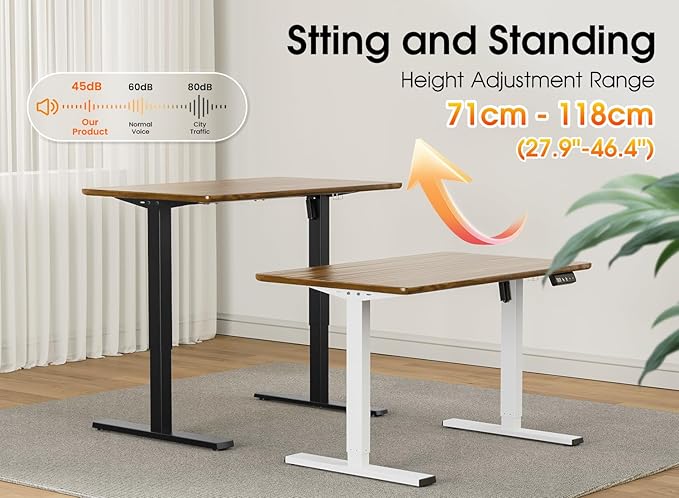 Standing Desk Frame, Electric Stand up Desk Frame Height Adjustable Table Legs Sit Stand Desk Frame, Single Motor Ergonomic Standing Desk Base Workstation, Frame Only, Black