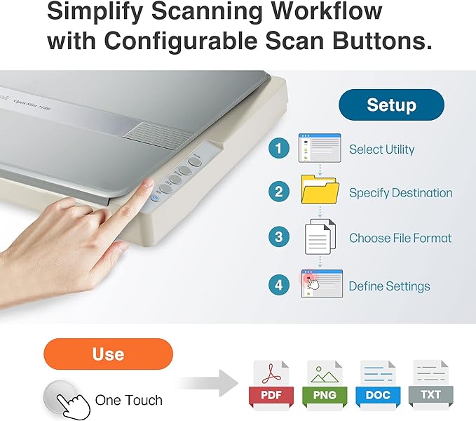 plustek Large Format Flatbed Scanner OS 1180 - A3 / Tabloid/Legal Size scan, Up to 1200 DPI scan Resolution for Blueprints and Document. Design for Library, School and Soho, Support Mac and PC