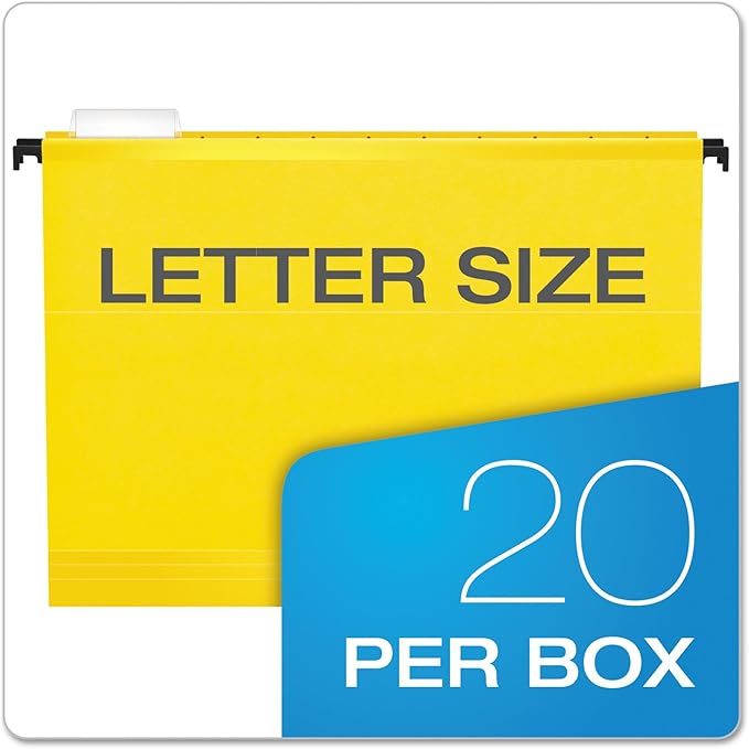 Pendaflex SureHook Reinforced Hanging Folders, Letter Size, Yellow, 20 per Box (6152 1/5 YEL)