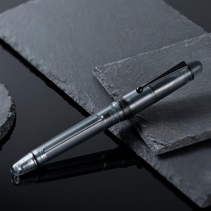 Asvine V126 Vacuum Filling Fountain Pen, Matte Black Acrylic Extra Fine Nib, Large-Capacity Pen with Gift Case