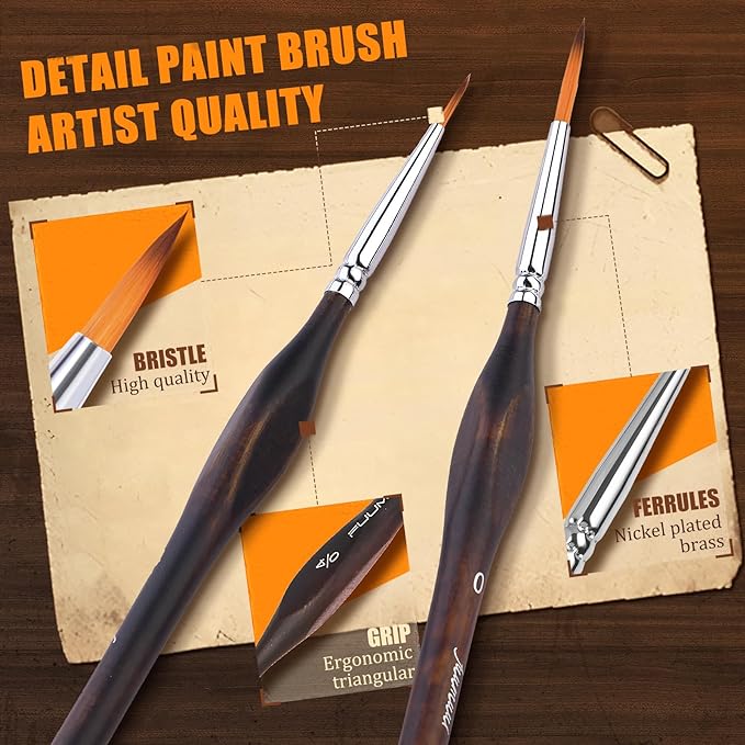 Miniature Paint Brushes with Domed Dry Brush Set for Miniature Painting, Fuumuui 14Pcs Miniature Model Paint Brush Set Dry Brush Miniatures for Warhammer 40k, Vallejo Paint, Citadel Paint