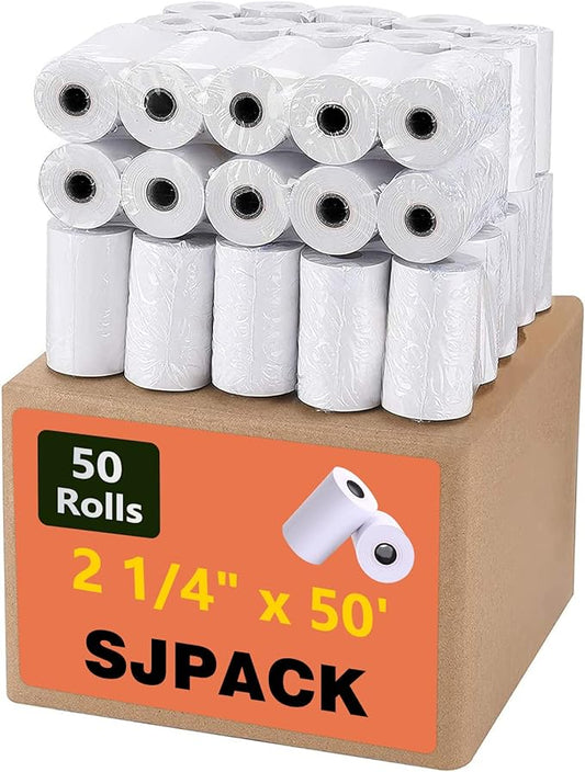 Thermal Paper 2 1/4" x 50' Pos Receipt Paper, 50 rolls Cash Register Roll Verifone Vx510 Vx520 Vx570 Ingenico iCT200 iCT 220 iCT250