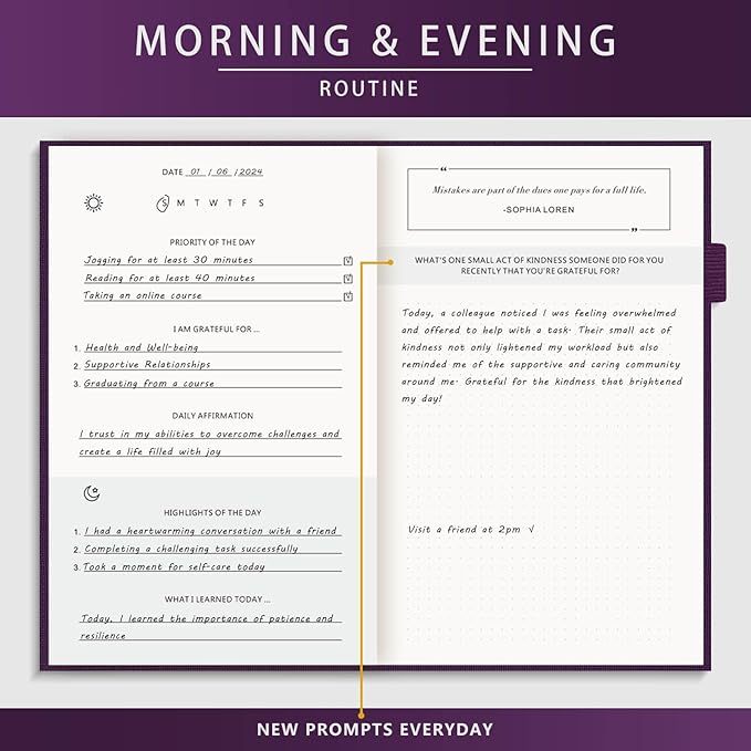 Self-Mastery Journal for Men - Gratitude and Productivity Journal for More Happiness, Positivity, Growth, Mindfulness, Self Care and Reflection - Guided Inspirational Journal for Men & Women (Purple)