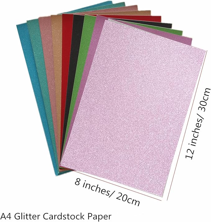 Baisunt 20 Sheets Valentine's Day Red and Pink Glitter Cardstock Paper for DIY Art Project, Scrapbook, Birthday Wedding Party Decoration 250GSM(8x12 In, Non Adhesive)
