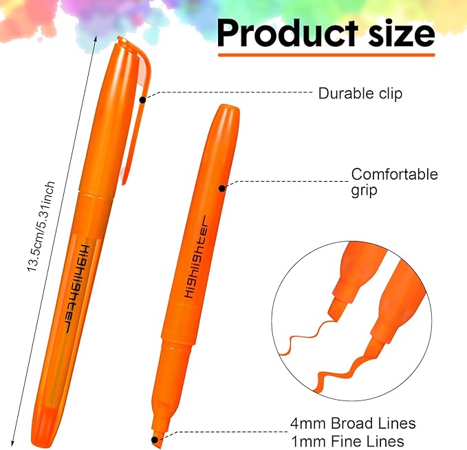 Thenshop 540 Pcs Highlighter Bulk Pack Assorted Colors Highlighter Markers Chisel Tip Fluorescent Pens for Office Classroom Back to School Supplies