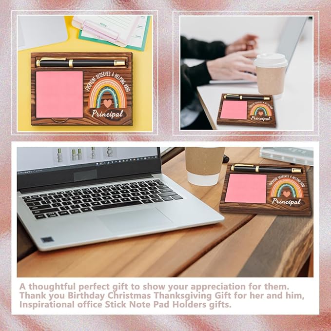 Principal Sticky Note Holder, Principal Appreciation Gifts, Thank You Gifts for Principal, Principal Christmas Gifts, Principal Office Decor Self-Stick Note Pad Holders YB371