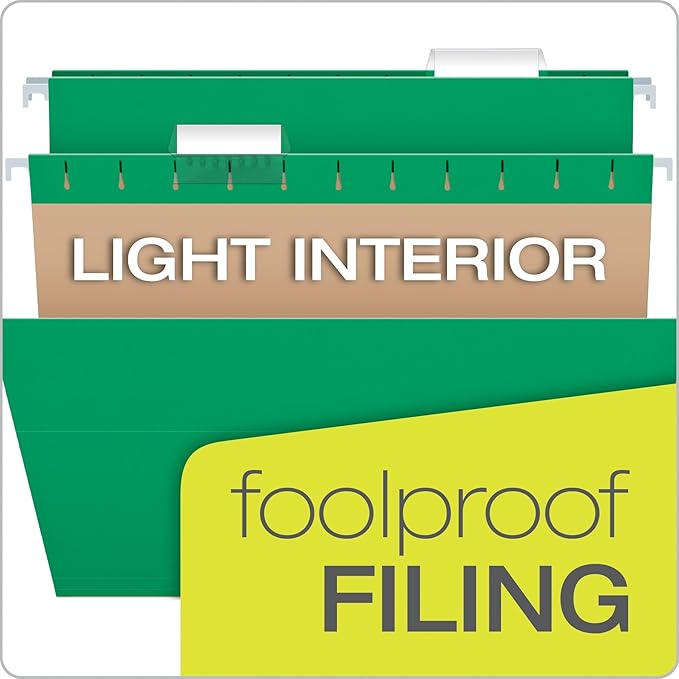 Pendaflex Recycled Hanging Folders, Letter Size, Bright Green, 1/5 Cut, 25/BX (81610)
