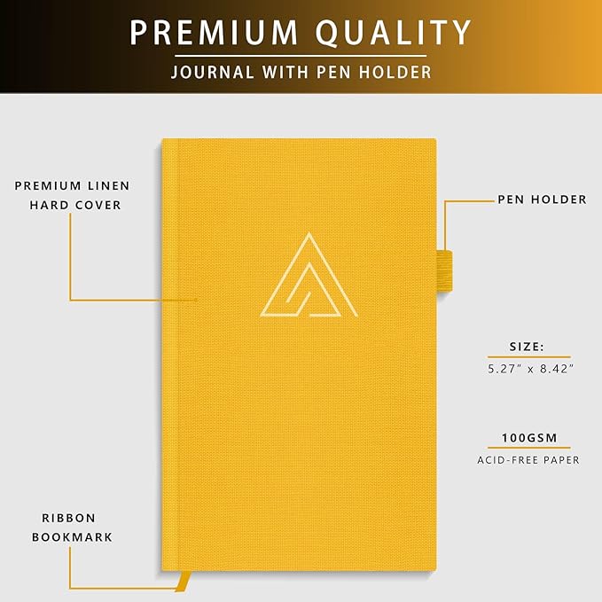 Self-Mastery Journal for Men - Gratitude and Productivity Journal for More Happiness, Positivity, Growth, Mindfulness, Self Care and Reflection - Guided Inspirational Journal for Men (Yellow)