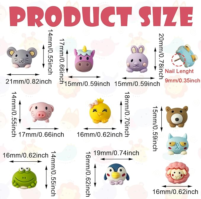 30 Pcs Cute Animal Push Pins - Decorative Frog Thumbtacks for Cork Board, Photo Wall, Map, Bulletin Board