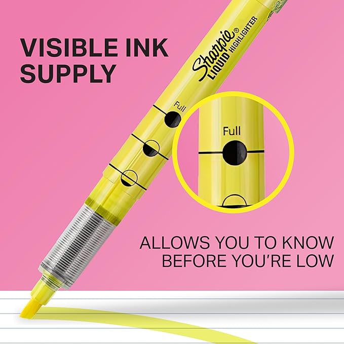 Sharpie Liquid Highlighter, Chisel Tip Highlighters, Journaling Supplies, Study Supplies, Assorted Colored Highlighters, 10 Count