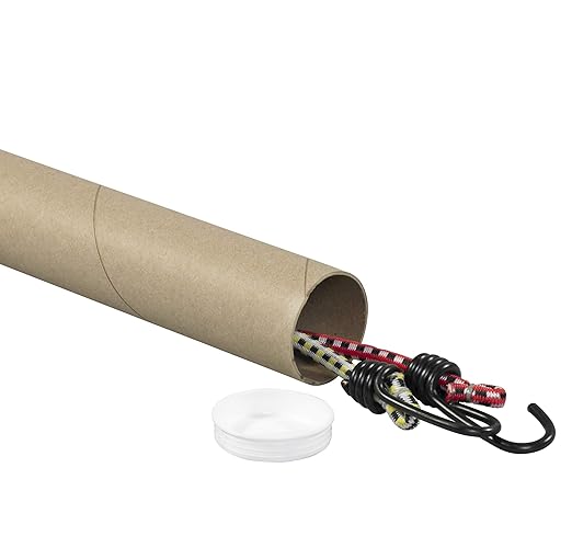 BOX USA BP2526K Mailing Tubes with Caps, 2-1/2" x 26", Kraft (Pack of 34)