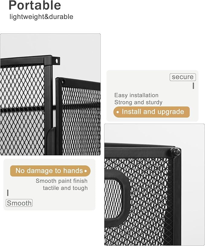 Oterri Hanging File Organizer, Metal File Organizer, Portable Desktop File Organizer for Letter Size Folder, Mesh Hanging File Crate for Office,Folders Not Included(Cool Black-Large,2 Pack)