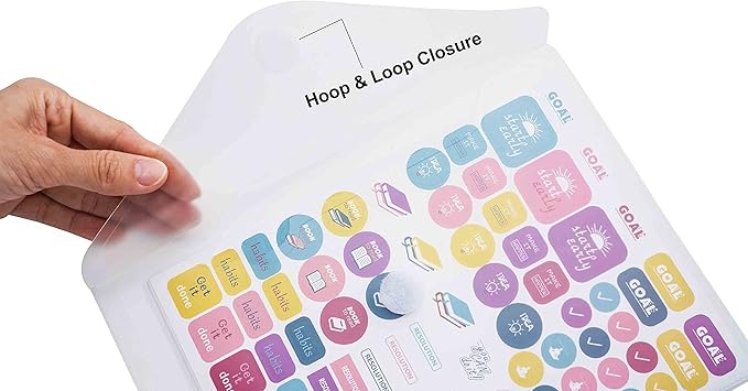 9x7 Clear Plastic Envelopes Hook Loop Closure Receipt Stickers Storage Holder 20 Pack
