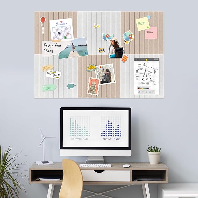 Smarpau Large Cork Bulletin Slat Wall Felt Board Alternative 48"x36" 12 Pack Black Cork Board for Walls with Slat Wall Paneling Felt Bulletin Boards Pin Board for Office