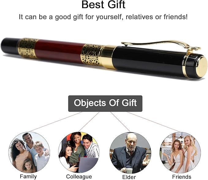 YIVONKA Ballpoint Pen Black Refill,business pens,Luxury Pen,Best Ball Pen Gift Set for Men & Women Professional Executive,Office,Nice Pens Classy Gift Box… (Red)