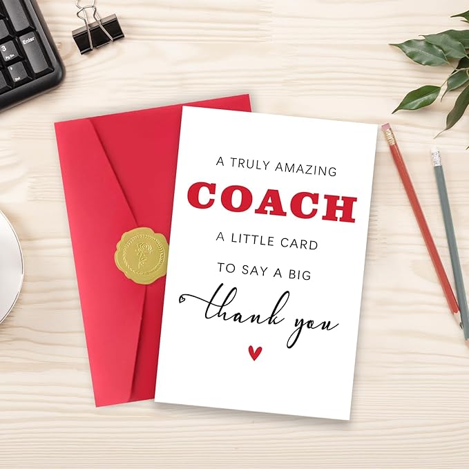 Thank You Coach Card, Coaches Appreciation Gifts for Men Women, Basketball Soccer Coach Retirement Birthday Gifts