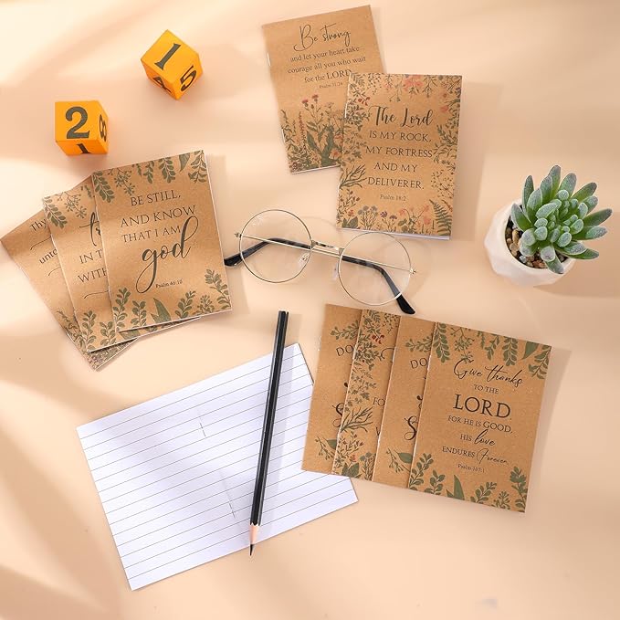 Ctosree 200 Pcs Bible Verse Prayer Journal Notebook Christian Note Pads Bulk mini Inspirational Notebook Religious Scripture Church Notepad for Women 3.15 x 5 Inches (Brown)