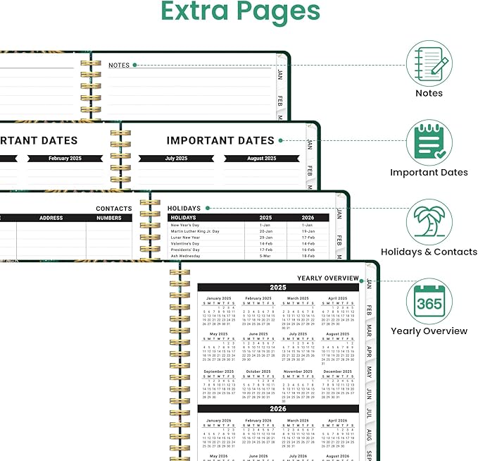 2025 Planner Weekly and Monthly, Jan 2025 - Dec 2025, Hardcover 2025 Calendar Planner Book with Monthly Tabs, Inner Pocket, Aesthetic Planner 2025 for Office Home School Planning - A5 (6.3" x 8.5"), Spiral Bound, Butterfly