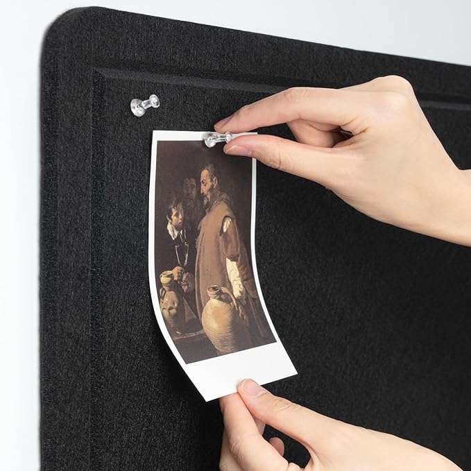 Extra Large Bulletin Board - 96 x 48 Inches, Decorative Felt Pin Board for Wall - 8' x 4' Foldable Photo Display Board with Self-Adhesive Tape, Includes 20 Push Pins - Black