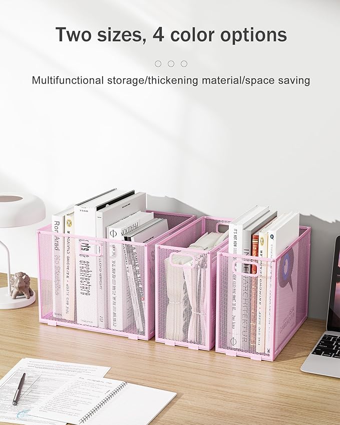 Oterri Hanging File Organizer, Metal File Organizer, Portable Desktop File Organizer for Letter Size Folder, Mesh Hanging File Crate for Office,Folders Not Included(Fairy Pink,1 Pack)