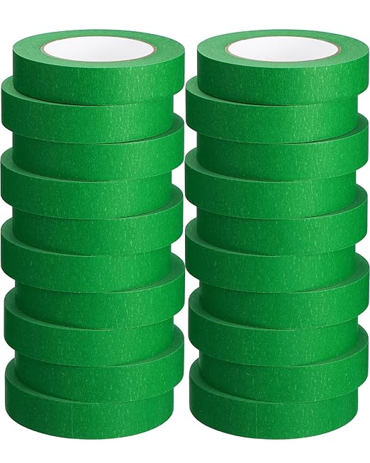 Fainne Green Painters Masking Tape Bulk 1 Inch x 55 Yard, General Purpose Paint Band Removable Adhesive Tape Multi Surface Roll for Painting Labeling School Supplies(20 Pcs)