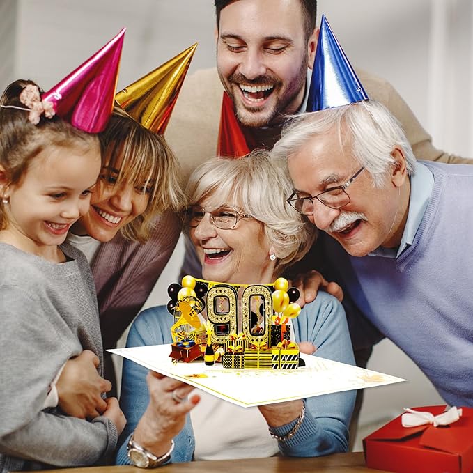 90th Birthday Card for Men Women, Funny 3D Pop Up 90th Birthday Gifts for Grandma Mom Dad, Back In 1935 Happy 90 Year Old Birthday Decorations Cards for Her Him