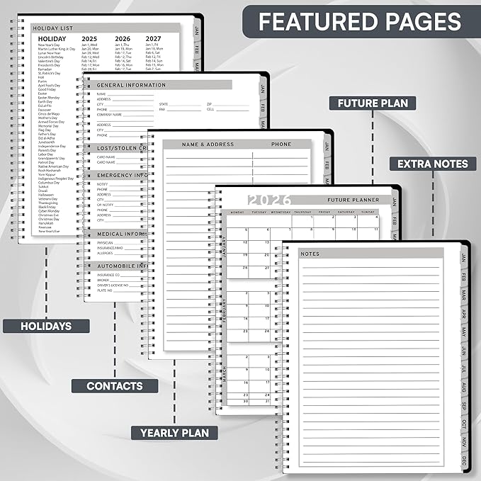 2025 Appointment Book & Planner- Ensight 8.5 x 11 inches, Large Tabbed Daily Hourly Weekly Planner, Calendar & Schedule Book 15-Minute time Slots, Business & Personal Planner Jan 2025- Dec 2025- Black