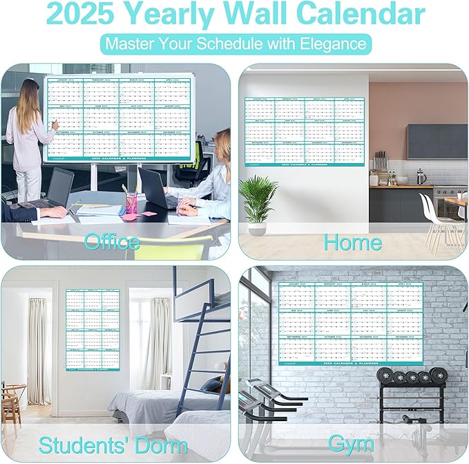 24" x 36" 2025 Wall Calendar, Folded Wet & Dry Erase Wall Calendar 12 Month, Annual Yearly Planner Yearly Laminated Calendar 2025 Horizontal/Vertical, with Julian Dates
