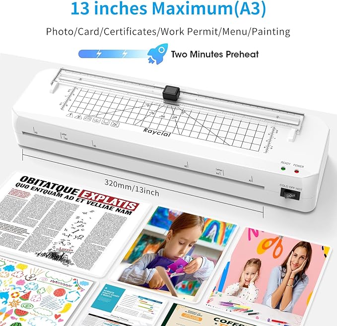 Laminator, 13 inch Laminator Machine with Laminating Sheets, Cold and Thermal Laminator Machine 11x17 with Paper Cutter, Laminating Machine for Home Office School Use